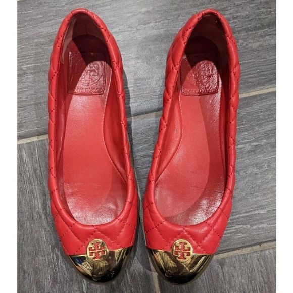 Tory Burch Shoes - Tory Burch | Kaitlin Quilted Leather Ballet Flat in Red